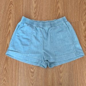 Bcbgmaxazria high waisted blue denim look shorts size small
